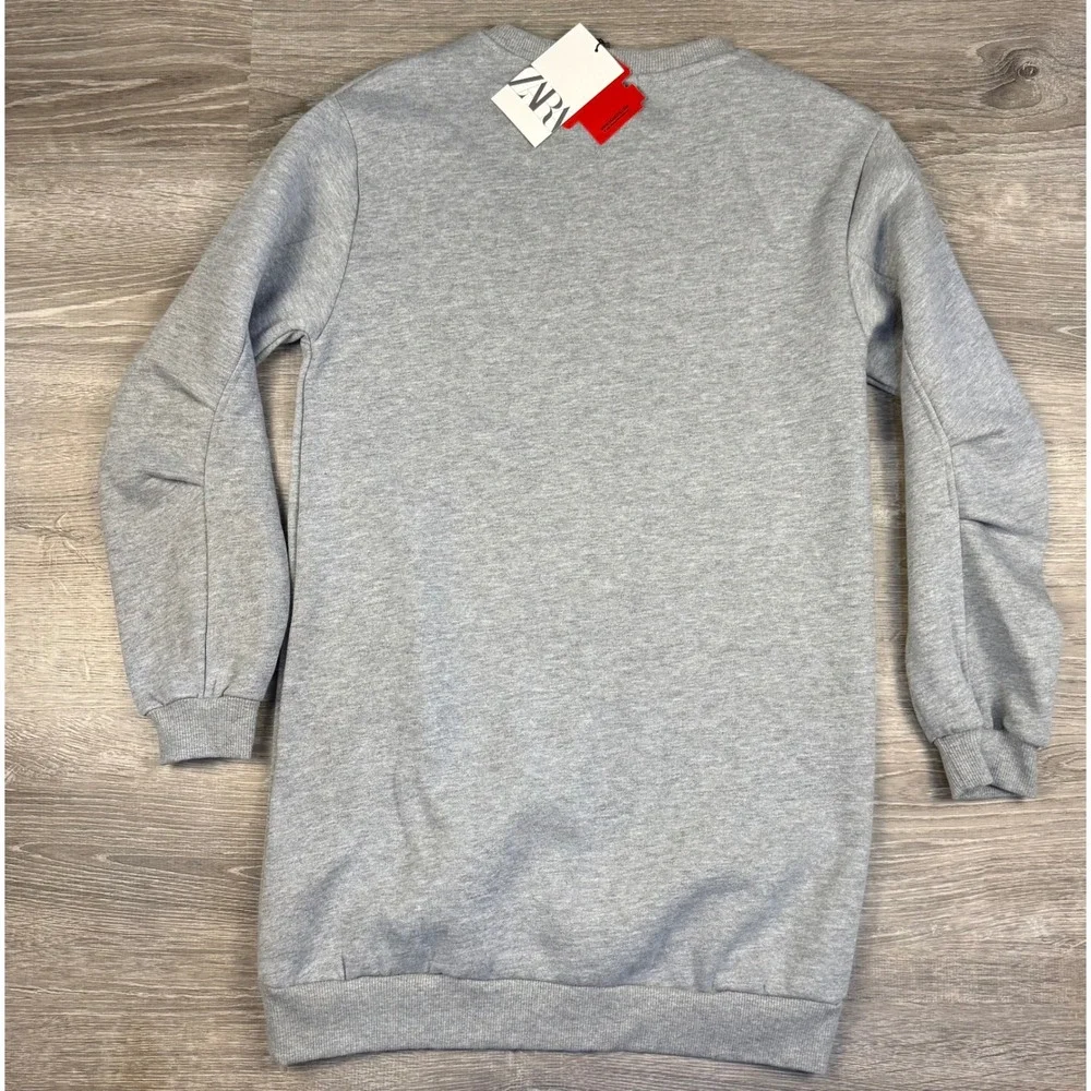 Zara Kids Peanuts Snoopy Woodstock Sweatshirt Dress Gray Size 13-14 164cm NWT